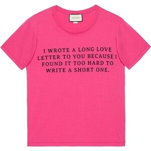 Used Gucci “GUCCY” Love Letter Print Pink T-Shirt